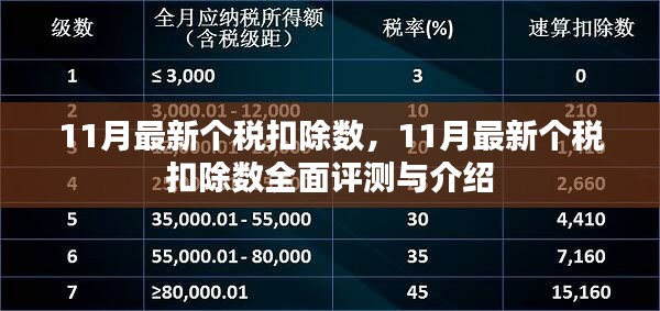 最新个税扣除数详解，全面评测与介绍，把握11月最新个税政策动态