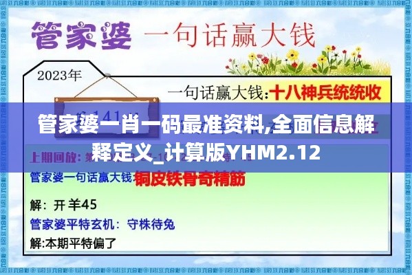 管家婆一肖一码最准资料,全面信息解释定义_计算版YHM2.12