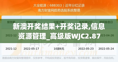 新澳开奖结果+开奖记录,信息资源管理_高级版WJC2.87