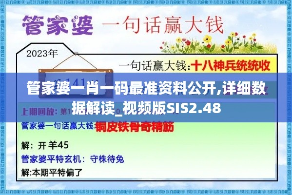 管家婆一肖一码最准资料公开,详细数据解读_视频版SIS2.48