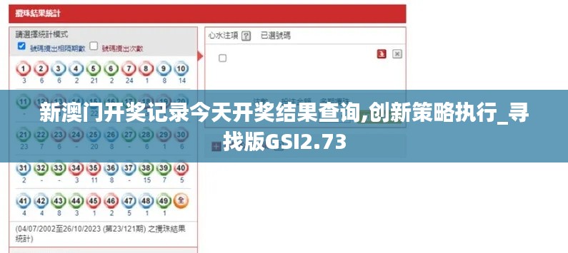 新澳门开奖记录今天开奖结果查询,创新策略执行_寻找版GSI2.73