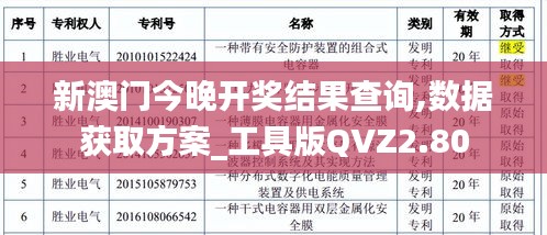 新澳门今晚开奖结果查询,数据获取方案_工具版QVZ2.80