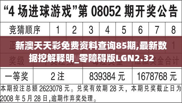 新澳天天彩免费资料查询85期,最新数据挖解释明_零障碍版LGN2.32