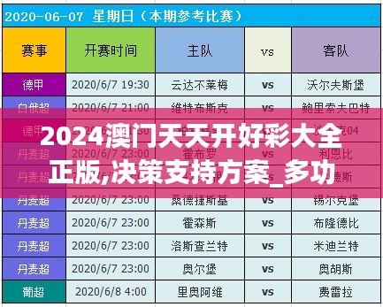 2024澳门天天开好彩大全正版,决策支持方案_多功能版WRV9.16