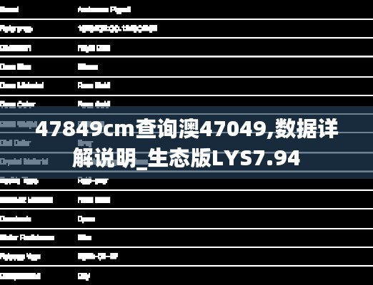 47849cm查询澳47049,数据详解说明_生态版LYS7.94