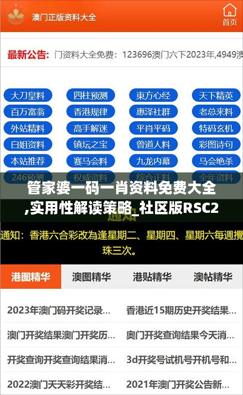 管家婆一码一肖资料免费大全,实用性解读策略_社区版RSC25.190