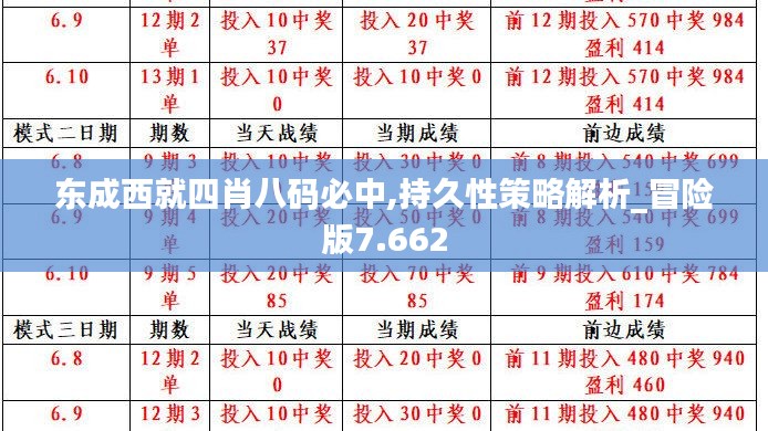 东成西就四肖八码必中,持久性策略解析_冒险版7.662