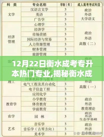 揭秘衡水成考专升本热门专业，聚焦点分析，12月22日专业榜单揭晓