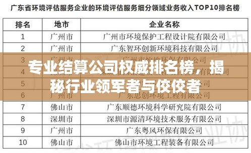 专业结算公司权威排名榜，揭秘行业领军者与佼佼者