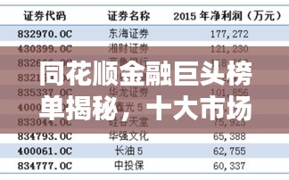 同花顺金融巨头榜单揭秘，十大市场佼佼者排名一览
